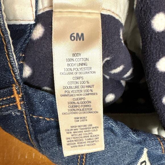 Oshkosh B'gosh Fleece Lined Overalls Boys/Girls 6M | Blue Navy Polka Dots - Picture 8 of 8